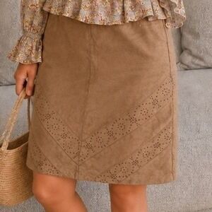 The Limited Pocahontas Skirt 6 Tan Faux Suede Laser Cut Halloween Disney Costume